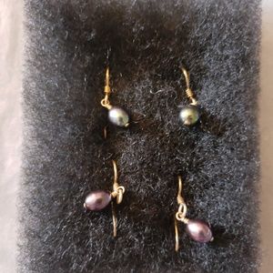 2 pair peacock pearl earrings